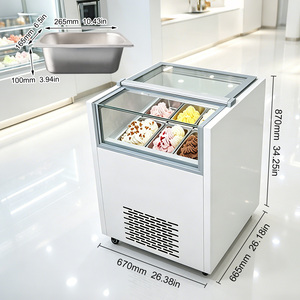 Congelador expositor de helados de 4 bandejas, vitrina de gelato de una sola temperatura con descongelación automática, tapa de cristal, control digital de temperatura y ruedas móviles. - Product Image 5