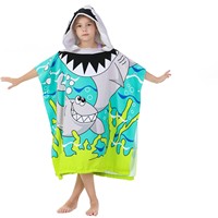 Haute qualité personnalisé dessin animé impression microfibre Polyester enfants enfants Surf bébé à capuche plage Poncho serviette avec un sac