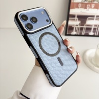 Coque de téléphone portable antichoc en cuir bleu de luxe gaufré avec anneau magnétique, en promotion, pour 17/18 Pro Max et pour