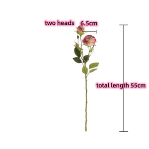 2 têtes de roses artificielles à bord brûlé Bouquet de fleurs de mariage <span class=keywords><strong>Prix</strong></span> compétitif Rose de soie rôtie au feu Fleur décorative pour la maison - Product Image 4