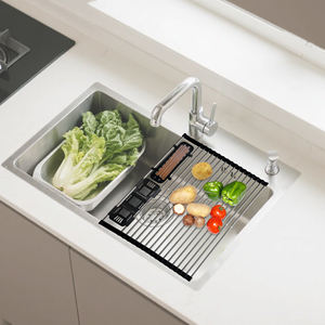 Portable pliable 304 en acier inoxydable polyvalent enrouler égouttoir à vaisselle étendoir au-dessus de l'évier évier de cuisine étendoir à vaisselle - Product Image 3