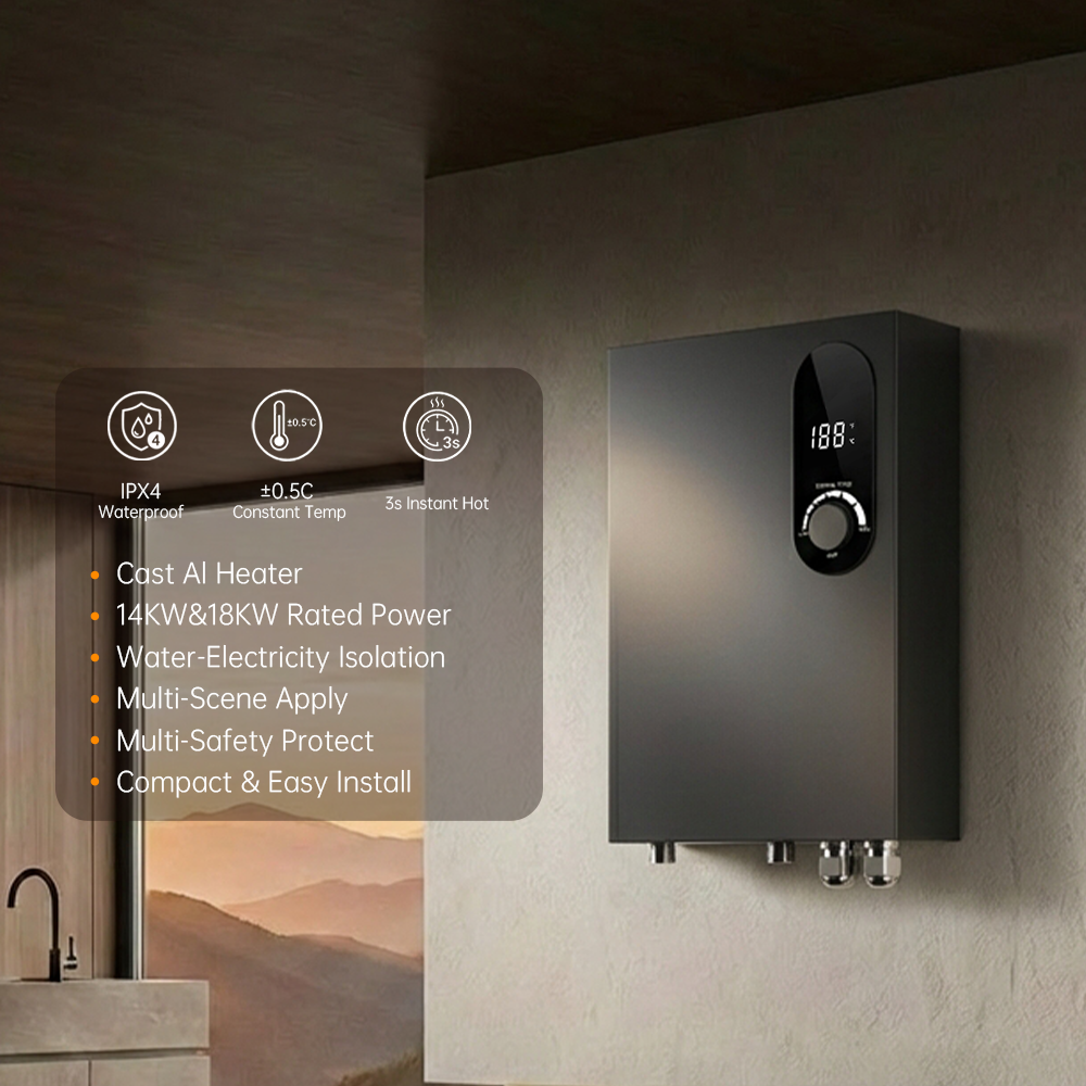 Factory Price 18KW Smart Constant Temperature Knob Control IPX4 Waterproof Instant Electric Water Heater for Hotel