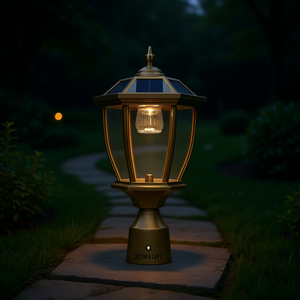 Lámpara Solar LED para Exteriores Conaury de 20 Pulgadas, Diseño Vintage Dorado de Vidrio, para Montar en Pared, para Jardines, Caminos y Patios - Product Image 2