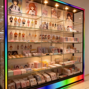 Vitrina de exhibición con tapa de cristal para joyería, vitrina de cristal templado personalizada con iluminación LED de color en la base, escaparate para tienda de artículos para fumadores - Product Image 3