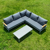 Ensemble de canapés d'extérieur en forme de L KD Design, gain de place, en aluminium, avec tressage en corde, pour balcon et villa