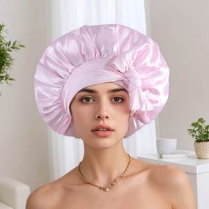 IStapromo Gifts Bonnets de nuit et de coiffage <span class=keywords><strong>en</strong></span> <span class=keywords><strong>satin</strong></span> uni, grands, avec logo personnalisé, à nouer, design élégant pour femmes - Product Image 1