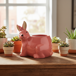 Maceta de Cerámica con Diseño de Conejo, Linda y Ecológica, Tallada a Mano, de Porcelana Hengfei, Dolomita, para Flores - Product Image 3