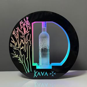 Illuminated Acrylic Wine Rack Round <b>Led</b> Lighted For Party Display With Iridescent <b>Light</b> <b>Bar</b> - Product Image 1
