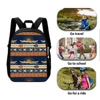 Ensemble de sac à dos scolaire personnalisé avec imprimé canoë hawaïen, sac à déjeuner et trousse à crayons, kit trois pièces en polyester
