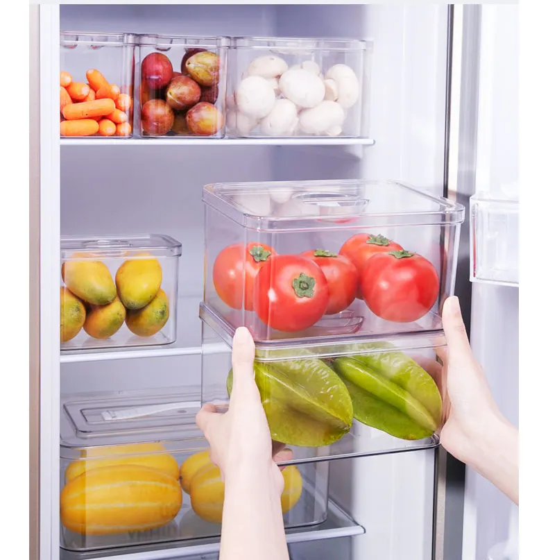 Auswahl-Spaß Küche essentials hochwertig transparent Haustier stapelbar Lebensmittel Küche Crisper Kühlschrank Aufbewahrung Kühlschrank-Organisator