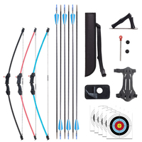 Ensemble de tir à l'arc pour débutants pour enfants, kit d'arc recurve pour jeunes avec support de cible, flèches d'entraînement en fibre de verre, tube à flèches, protège-bras