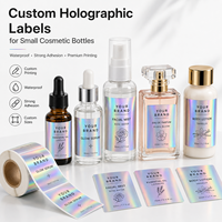 Étiquettes personnalisées imperméables pour petits flacons cosmétiques, autocollants holographiques à forte adhérence pour l'emballage des soins de la peau, des huiles essentielles et des parfums