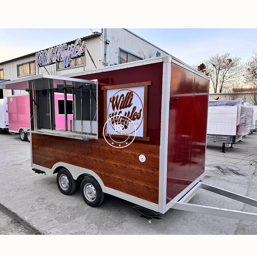 ไอศกรีมCamper Vanรถพ่วงอาหารรถเข็นKiosk Boutique Trailerบาร์ล้อรถกาแฟร้านอาหารTacoอาหารรถบรรทุก