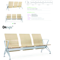 Banc d'attente en bois de 3 places, salle d'attente d'aéroport, réception d'hôpital, banque, salle d'attente, chaise de siège de Gang