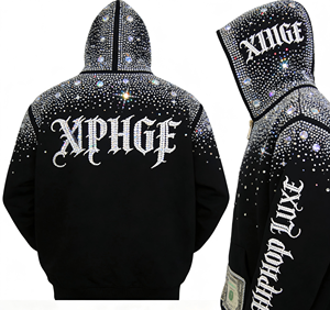 Sudadera con capucha y cremallera para hombre, con gráfico de calavera y pedrería, estilo oversize, streetwear gótico - Product Image 3