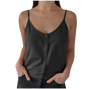 Blusa de Verano para Mujer 2026, Estilo Europeo Americano, Casual, Cuello en V, Abotonada, Manga Larga, Tejido Dobby Sólido de 160g, Poliéster - Product Image 1
