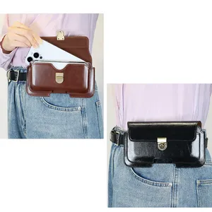 VIETAO Fashion Universal Horizontal Leather Holster Waist Pack Belt Clip Bag Belt Clip Phone Case Waist Bag