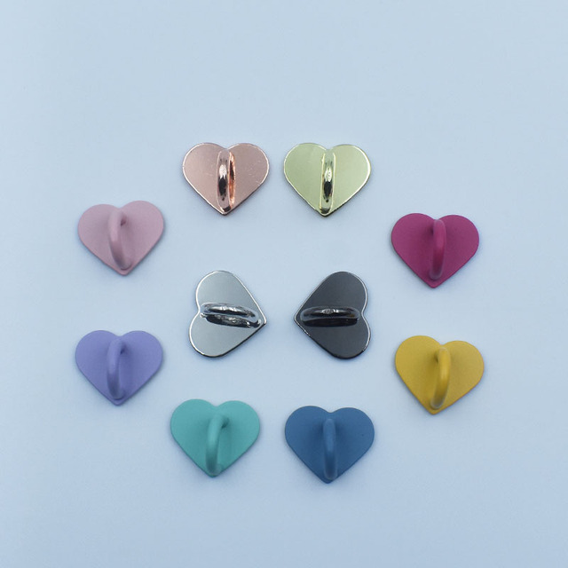 20mm Metal Snap Clasp Baked Finish Heart-shaped DIY Bracelet Charms Pendants Macaron-colored Phone Adhesive Keychain