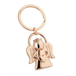 Portachiavi Angelo in Oro Rosa con Ciondolo a Cuore per Auto o Borsa - Product Image 1