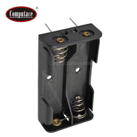 Support de pile AA noir à insertion par broche, 2 emplacements, matériau PA 66, plaque à ressort en bronze étamé, certifié 94V-2, de -20°C à 85°C