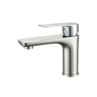Robinet de lavabo en acier inoxydable à poignée unique, portable, contemporain, avec débit contrôlé, pour salle de bain