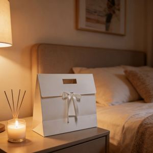 Sacs cadeaux en papier pliés avec logo personnalisé, sacs cadeaux de luxe avec ruban, sacs en papier pour emballage - Product Image 6