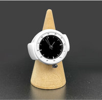 Vente en gros de montre à bracelet véritable à la mode bague de montre minimaliste mouvement à quartz bagues de montre au doigt à cadran rond noir simple