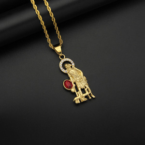 DUYIZHAO Ciondolo Religioso San Lazzaro con Medaglione Hip Hop 'Prega per Noi' Gesù che Cammina, Amuleto per Uomini e Donne, Regalo - Product Image 3