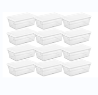 12-pack 6 Qt Boîte de Rangement Poubelle Empilable Récipient en Plastique avec Couvercle Blanc Transparent pour Organiser les Chaussures Artisanat Placard Shees Food Safe