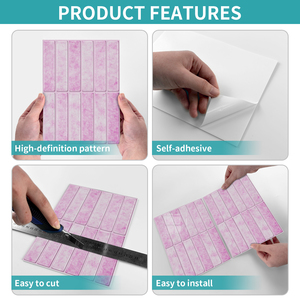 Paneles de Pared de Espuma Autoadhesivos Modernos de Color <span class=keywords><strong>Rosa</strong></span>, Impermeables y Ecológicos, Adhesivos de Vinilo para Pared, <span class=keywords><strong>Azulejos</strong></span> Autoadhesivos para <span class=keywords><strong>Baño</strong></span> - Product Image 4