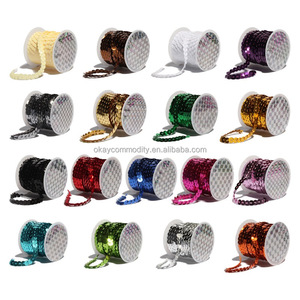 Okay phẳng 6mm spangle phẳng Sequins paillette TRIM chuỗi Sequins Ribbon kim loại sáng bóng TRIM may chuỗi cho nàng tiên cá hàng thủ công - Product Image 2