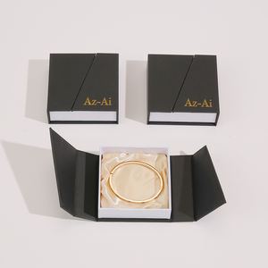 Customized Logo Luxury <b>Double</b> Expand Ring Cardboard Jewelry Box Magnetic Closure for <b>Necklace</b> Earring High Quality Gift Storage - Product Image 1