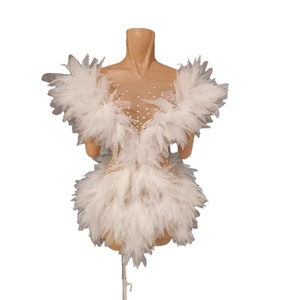 Robe sexy asymétrique à une épaule avec perles et design ailes en maille, jupe moulante, pour mannequin de bar et mannequin de voiture - Product Image 5