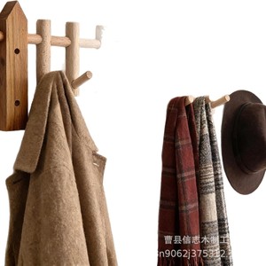 Perchero de madera para montar en la pared con ganchos para entrada, organizador de almacenamiento detrás de puertas en paredes, forma rectangular, material de madera - Product Image 1