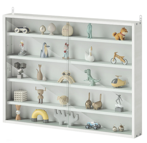 Vitrine moderne à 5 <span class=keywords><strong>niveaux</strong></span> avec <span class=keywords><strong>2</strong></span> portes en verre blanc et <span class=keywords><strong>étagère</strong></span>s réglables Blanc - Product Image 4