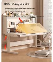Bureau d'enfant moderne en bois massif, gain de place, avec étagère, tiroir et organisateur à crochets, table d'étude ergonomique pour chambre à coucher