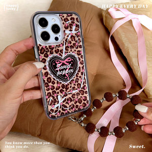 <span class=keywords><strong>Coque</strong></span> de téléphone antichoc deux-en-un en acrylique étincelant à motif léopard en forme de cœur pour <span class=keywords><strong>iPhone</strong></span> 17 et 16 Pro Max - Product Image 4