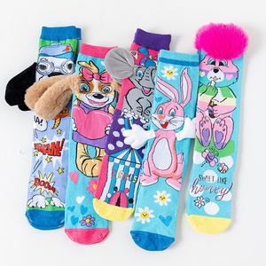 Chaussettes pour enfants en polyester avec oreilles en peluche / nez d'éléphant, chaussettes hautes pour enfants unisexes, mignonnes, pour toutes les saisons - Product Image 1