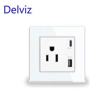 Delviz với điều khiển chuyển đổi, Tinh thể thủy tinh bảng điều chỉnh, <span class=keywords><strong>15A</strong></span> điện cắm ổ cắm, 5V cổng USB, chúng tôi tiêu chuẩn loại C USB tường Ổ cắm điện - Product Image 2