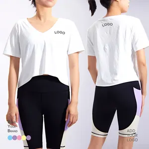 OEM футболка с коротким рукавом, быстросохнущая Женская футболка для фитнеса, одежда для йоги, спортивные футболки для тренажерного зала и йоги для женщин