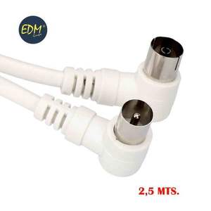 Prolunga per TV ad angolo 9,5 mm, 2,5 m, bianca; ideale per connessioni in spazi ridotti e per migliorare la distribuzione della segnale. - Product Image 1