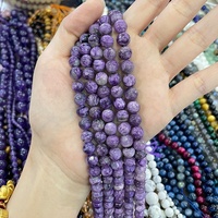 Perles rondes en charoïte violette, pierre naturelle polie, pierres précieuses, pour la fabrication de bijoux, bracelets en perles DIY, colliers tendance