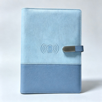 Carnet d'affaires en cuir PU avec recharge sans fil OEM, batterie externe intégrée, lecteur USB, plan cadeau d'entreprise multifonctionnel