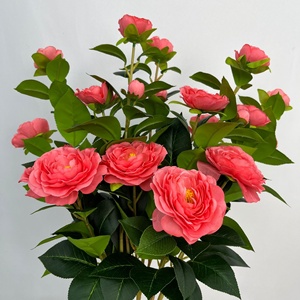 Chậu cây nhân tạo cây hoa trà cây hoa cây bonsai thường xanh màu Hồng Sâm banh 90cm hoa Trà Cây - Product Image 6