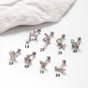 Gaby mới F136 cấy ghép lớp titan Khuyên dangle bướm <span class=keywords><strong>web</strong></span> Titan cơ thể đồ trang sức labret titan không có ren đồ trang sức - Product Image 1