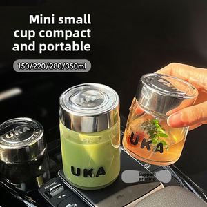 Vaso Portátil Mini de Vidrio de Borosilicato de Alta Resistencia con Tapa, Diseño Moderno y Sencillo con Flores Horneadas a Alta Temperatura - Product Image 1