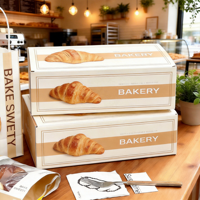 ETpack Boîte à pain de cuisson imprimée personnalisée Boîte à gâteau jetable Boîte d'emballage Rectangulaire Dessert Croissant Bretzel Toast à emporter