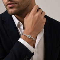 Bracelet en acier inoxydable pour homme, chaîne cubaine, breloque boussole, bracelet minimaliste, bijoux personnalisés gravés