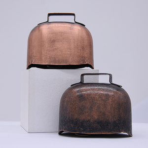 <span class=keywords><strong>Campanaccio</strong></span> in metallo con manico antico vintage rosso ottone mucca/capra campana - Product Image 5