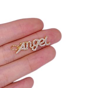 Mode amour maman ange cher lettre Zircon pendentif plaqué or collier accessoires pour femmes fabrication de bijoux - Product Image 2